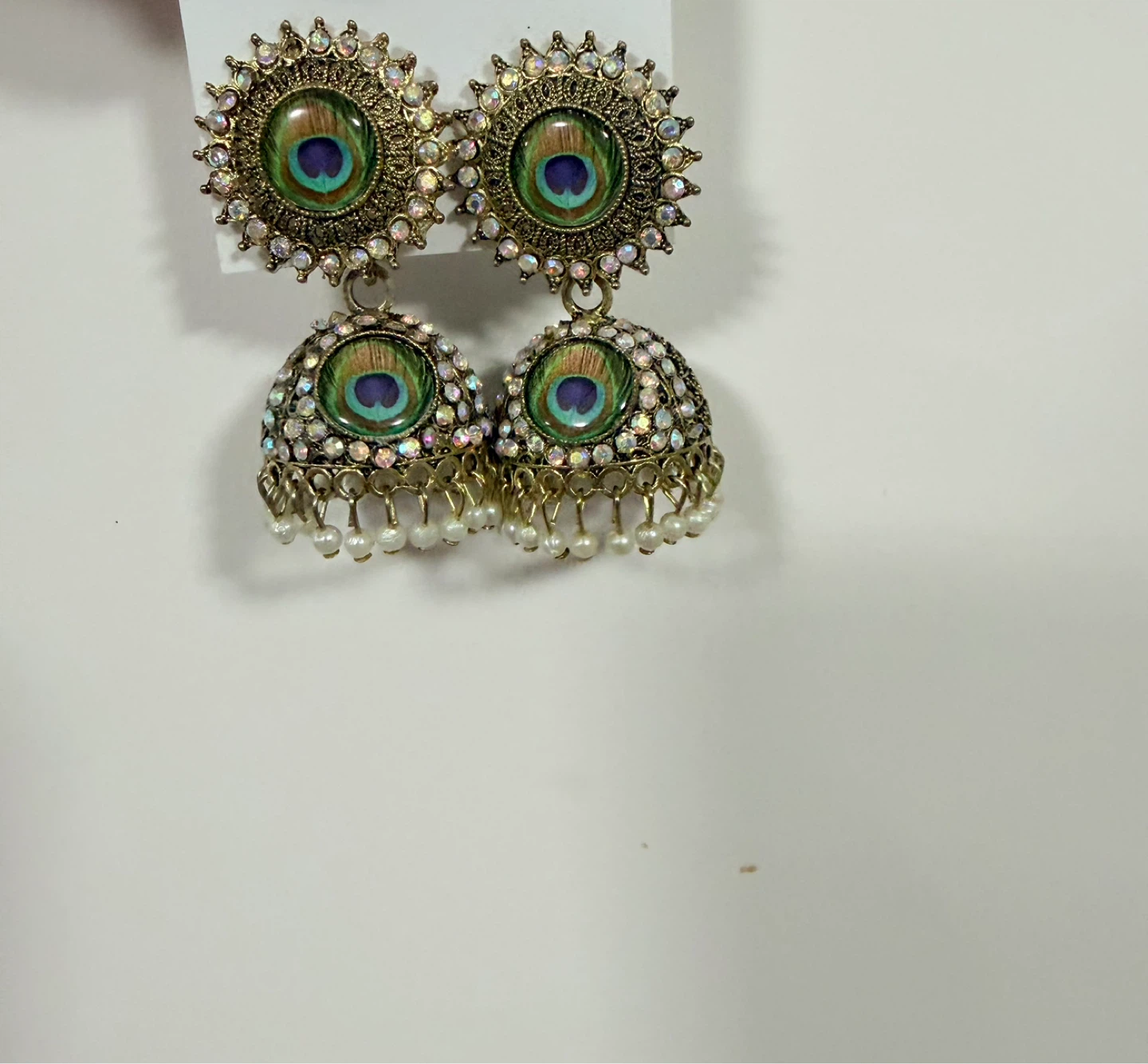 Peacock Feather Jhumka Earrings - photo 4