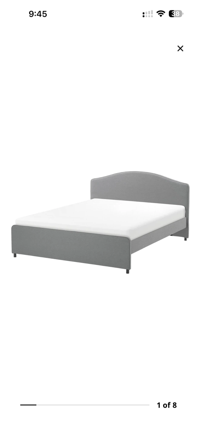 IKEA HAUGa Upholstered Bed Frame with 2 storage drawers