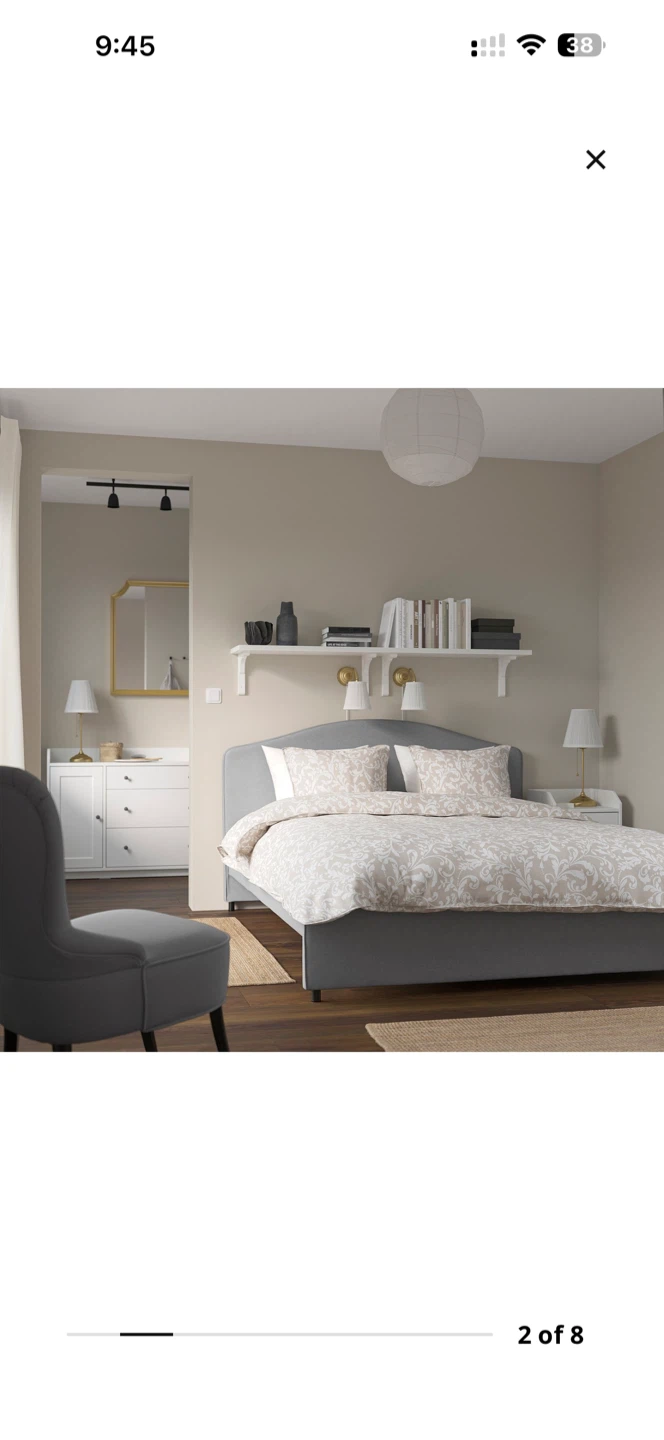 IKEA HAUGa Upholstered Bed Frame with 2 storage drawers - photo 3