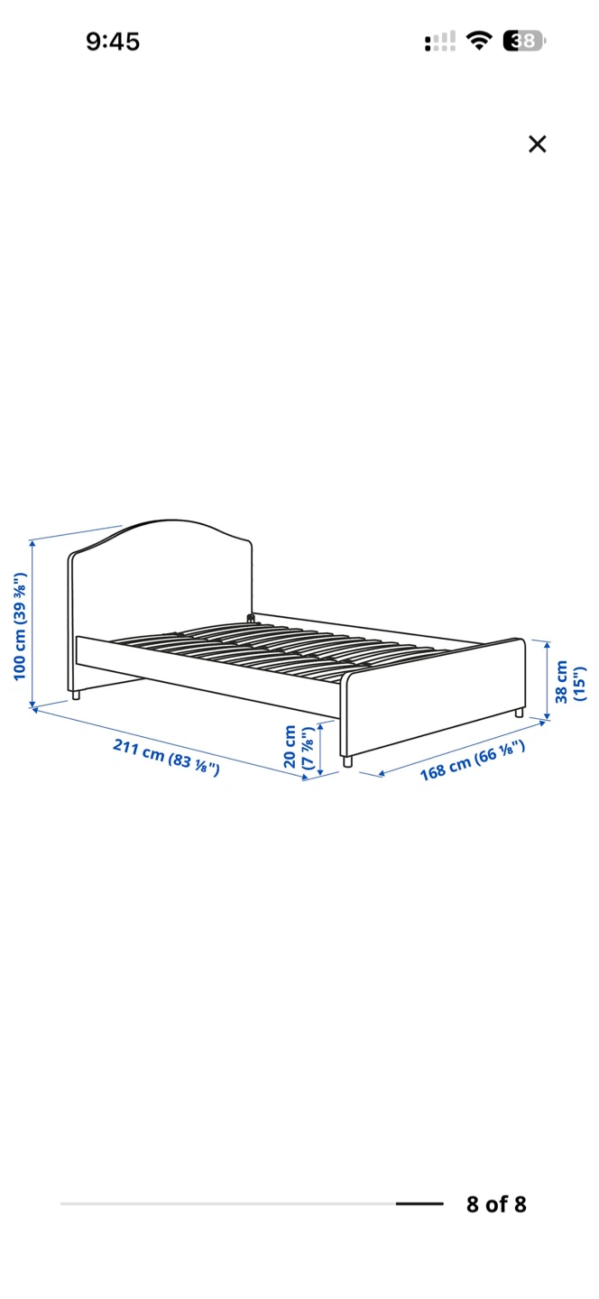 IKEA HAUGa Upholstered Bed Frame with 2 storage drawers - photo 5