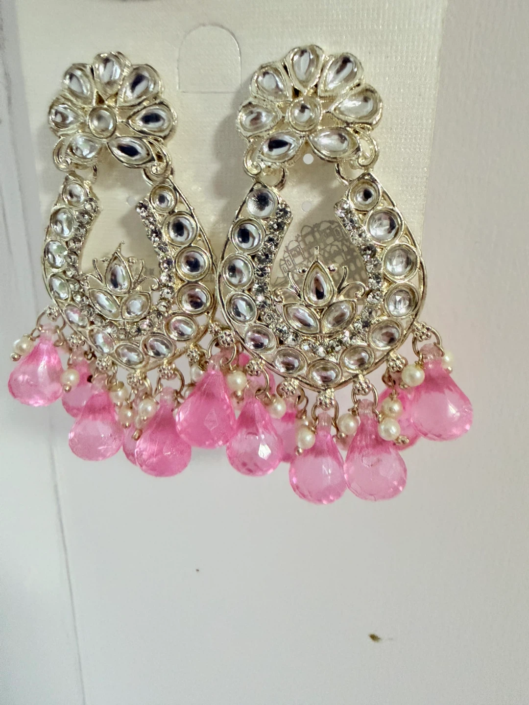 Pink Crystal Dangle Earrings