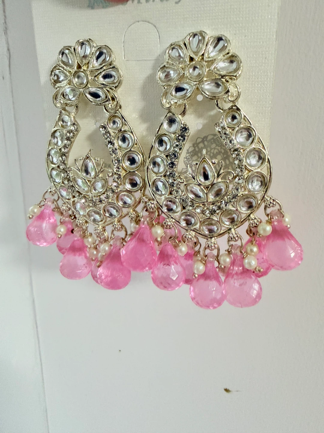 Pink Crystal Dangle Earrings - photo 2