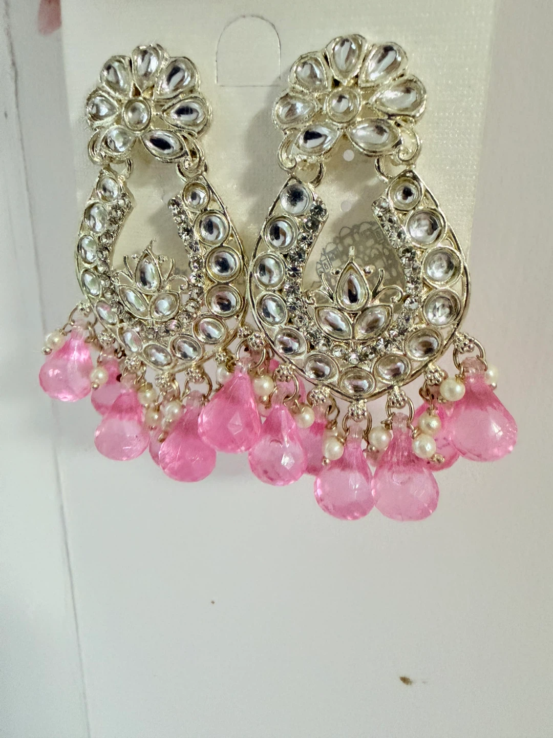 Pink Crystal Dangle Earrings - photo 4