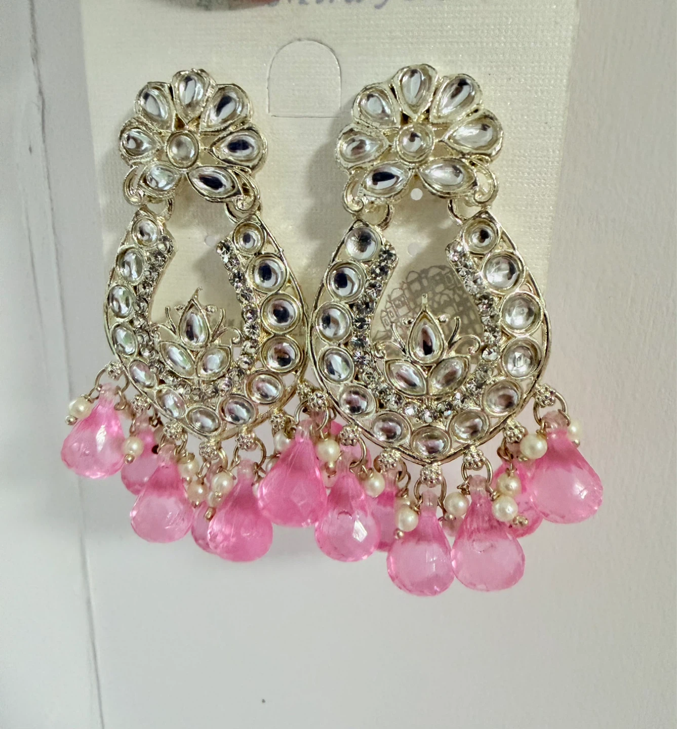 Pink Crystal Dangle Earrings - photo 3