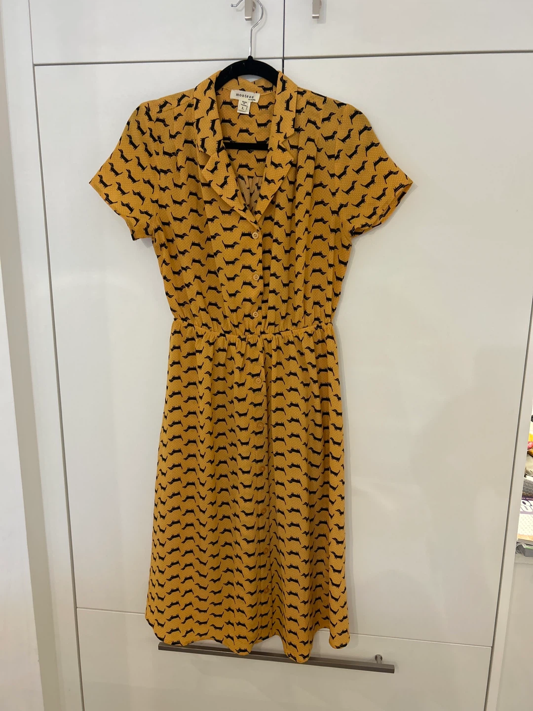 Montec. Women's Yellow Dachshund Print Dress