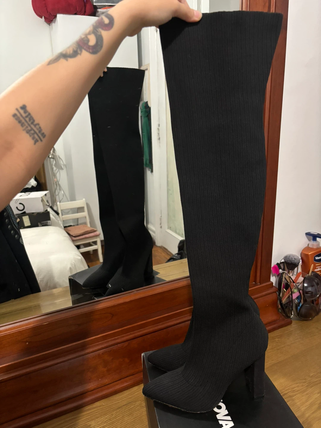 Black Thigh-High Boots