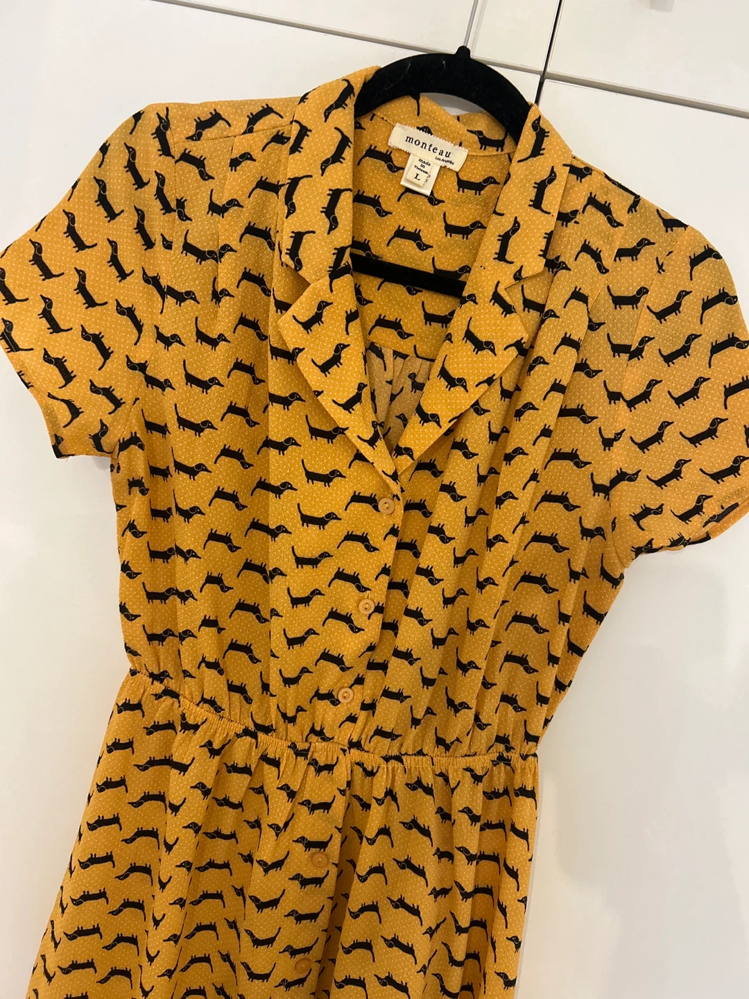Montec. Women's Yellow Dachshund Print Dress - photo 2