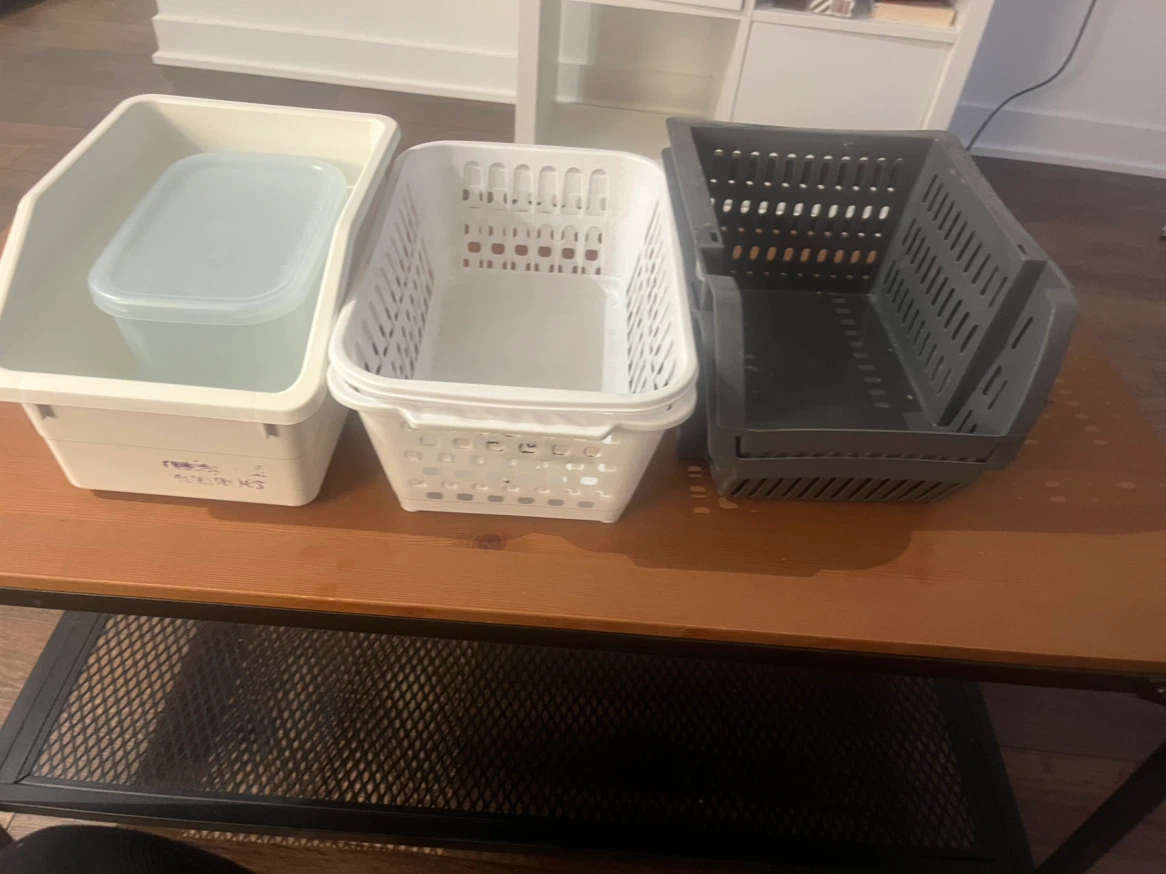 Free Storage Bins and Basket Set