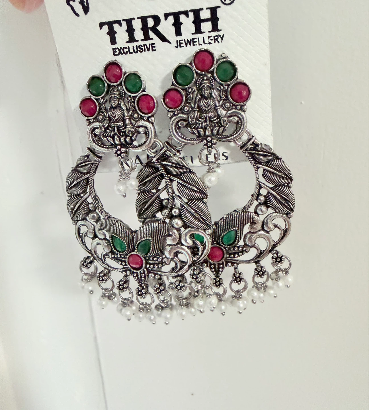 Earrings with Red and Green Stones