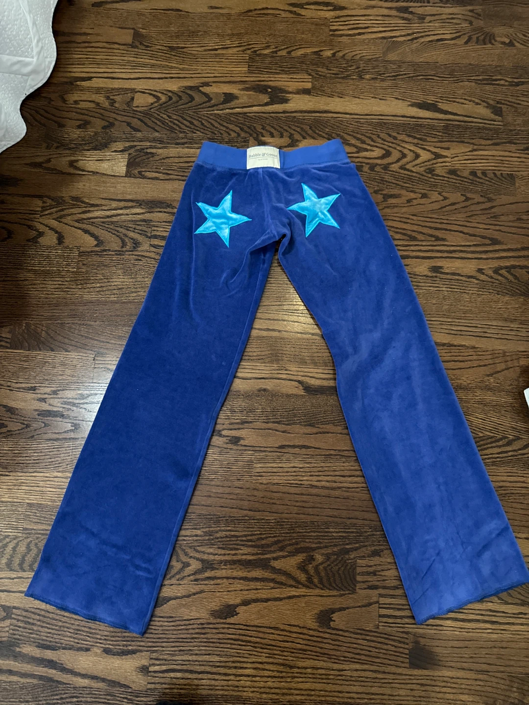Babble & Goose Blue Velour Star Joggers Size 1
