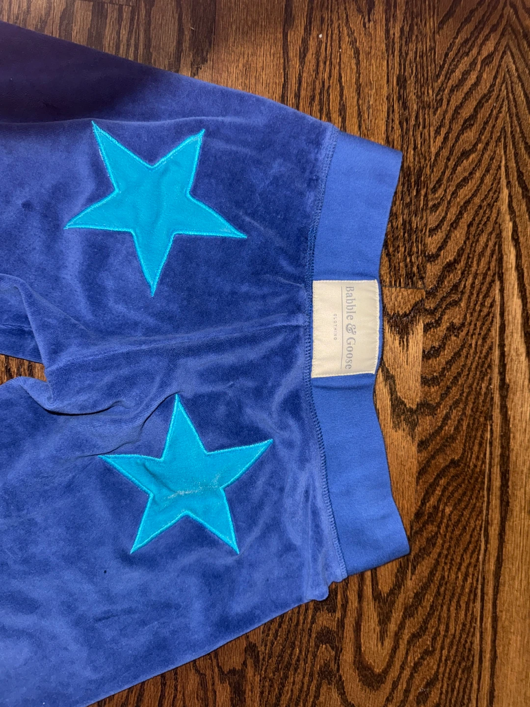 Babble & Goose Blue Velour Star Joggers Size 1 - photo 3