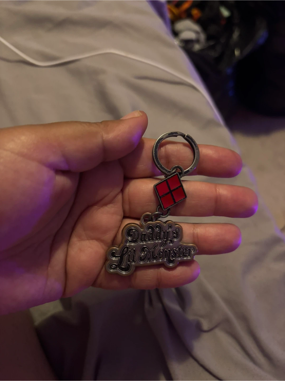 Harley Quinn Daddy’s little monster keychain