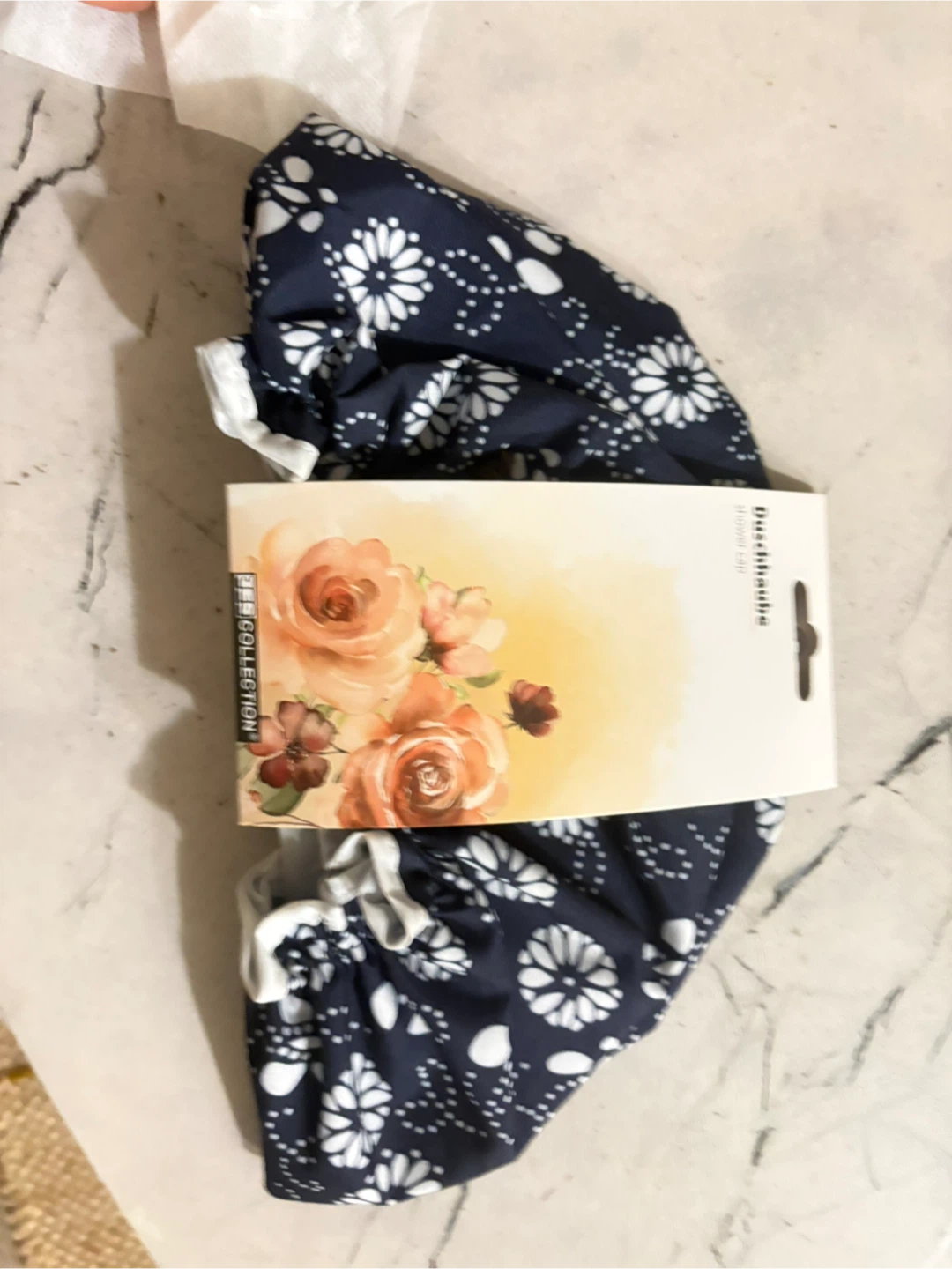 Blue Floral Shower Cap