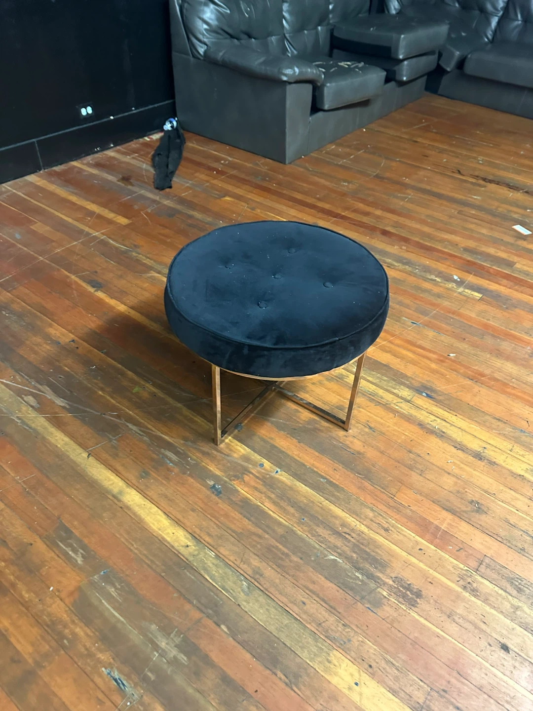 Black Velvet Tufted Ottoman
