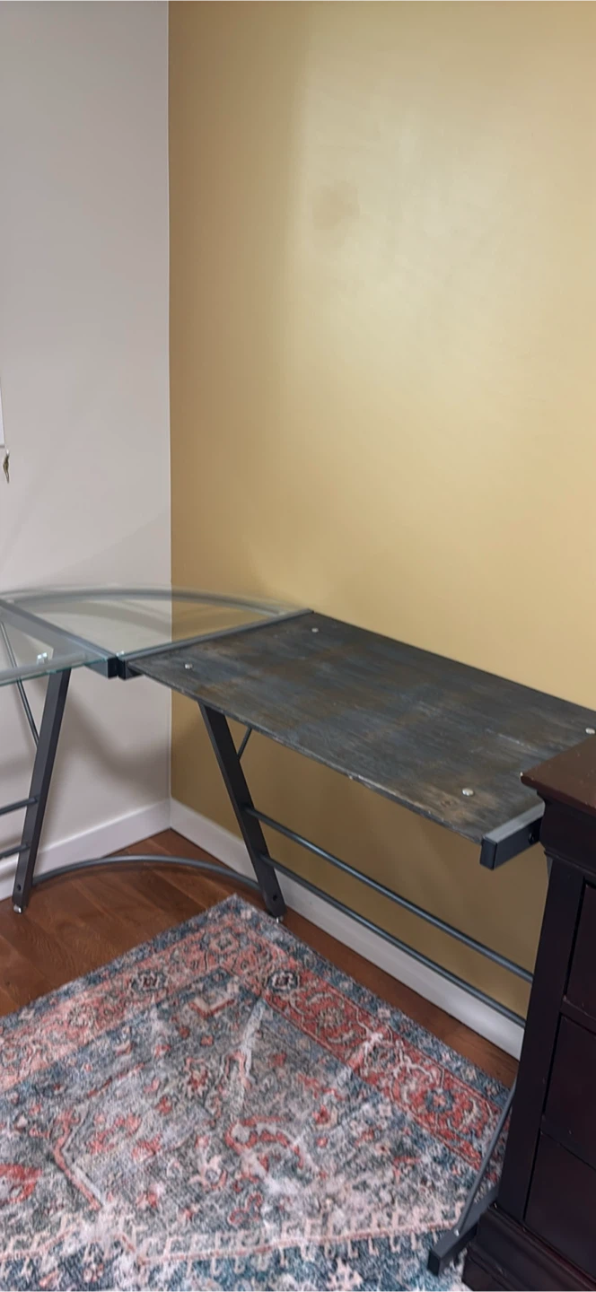 Corner Desk with Glass and Wood Top - photo 3
