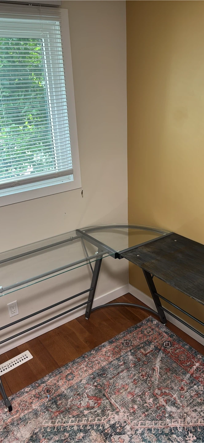 Corner Desk with Glass and Wood Top - photo 4