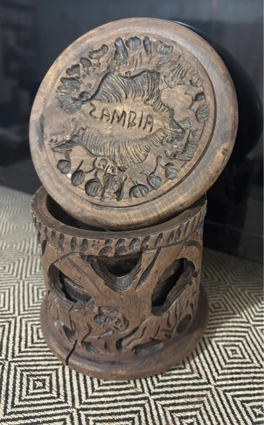 Vintage Wooden Coaster Set with Holder - Zambia - photo 2