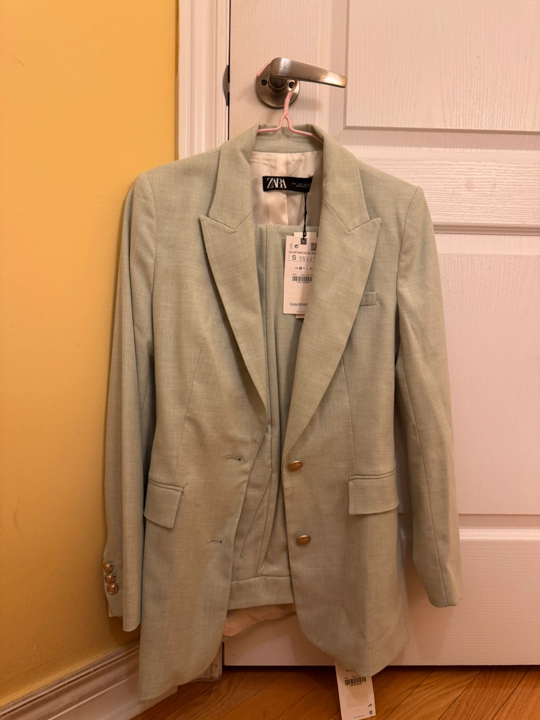 Zara Light Green Blazer and Pants Set - Size S