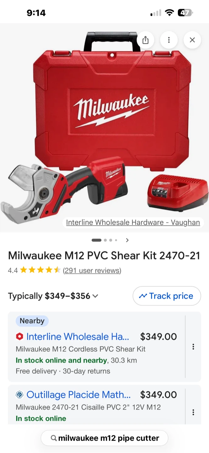 Milwaukee M12 Plastic Pipe Shear Kit 2470-21
