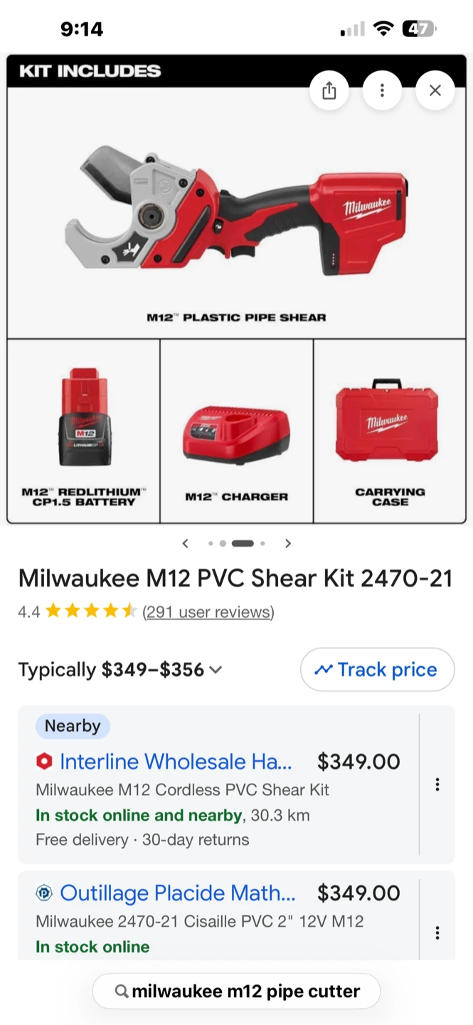 Milwaukee M12 Plastic Pipe Shear Kit 2470-21 - photo 2