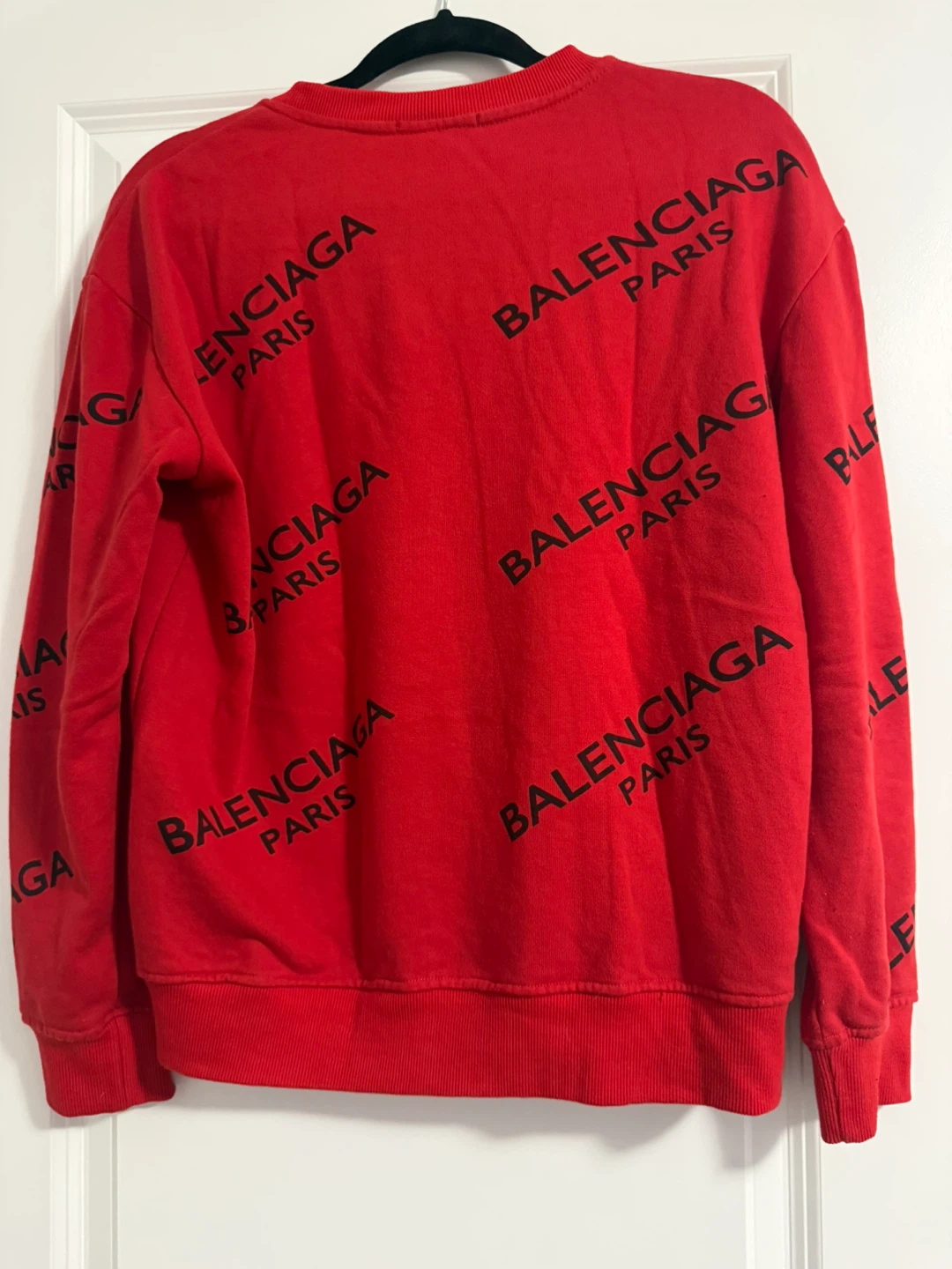 Balenciaga Paris All-Over Logo Red Sweatshirt - photo 2