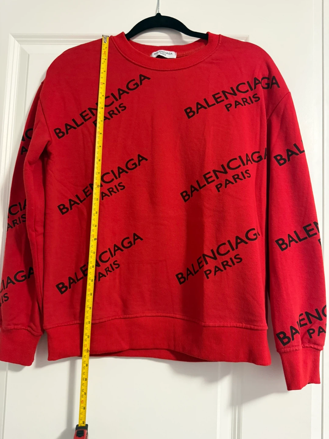 Balenciaga Paris All-Over Logo Red Sweatshirt