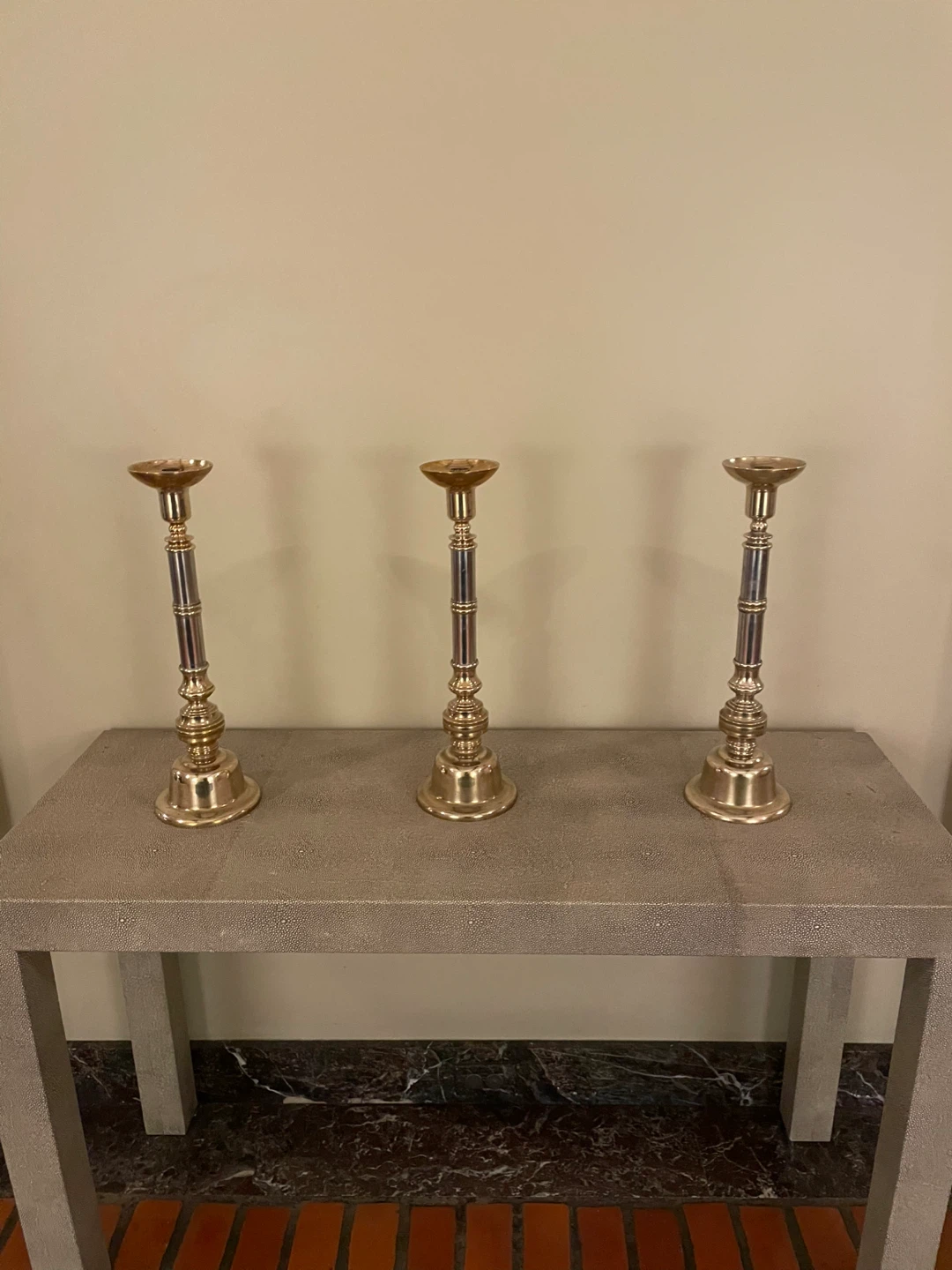 Brass candle holders candles included - photo 3