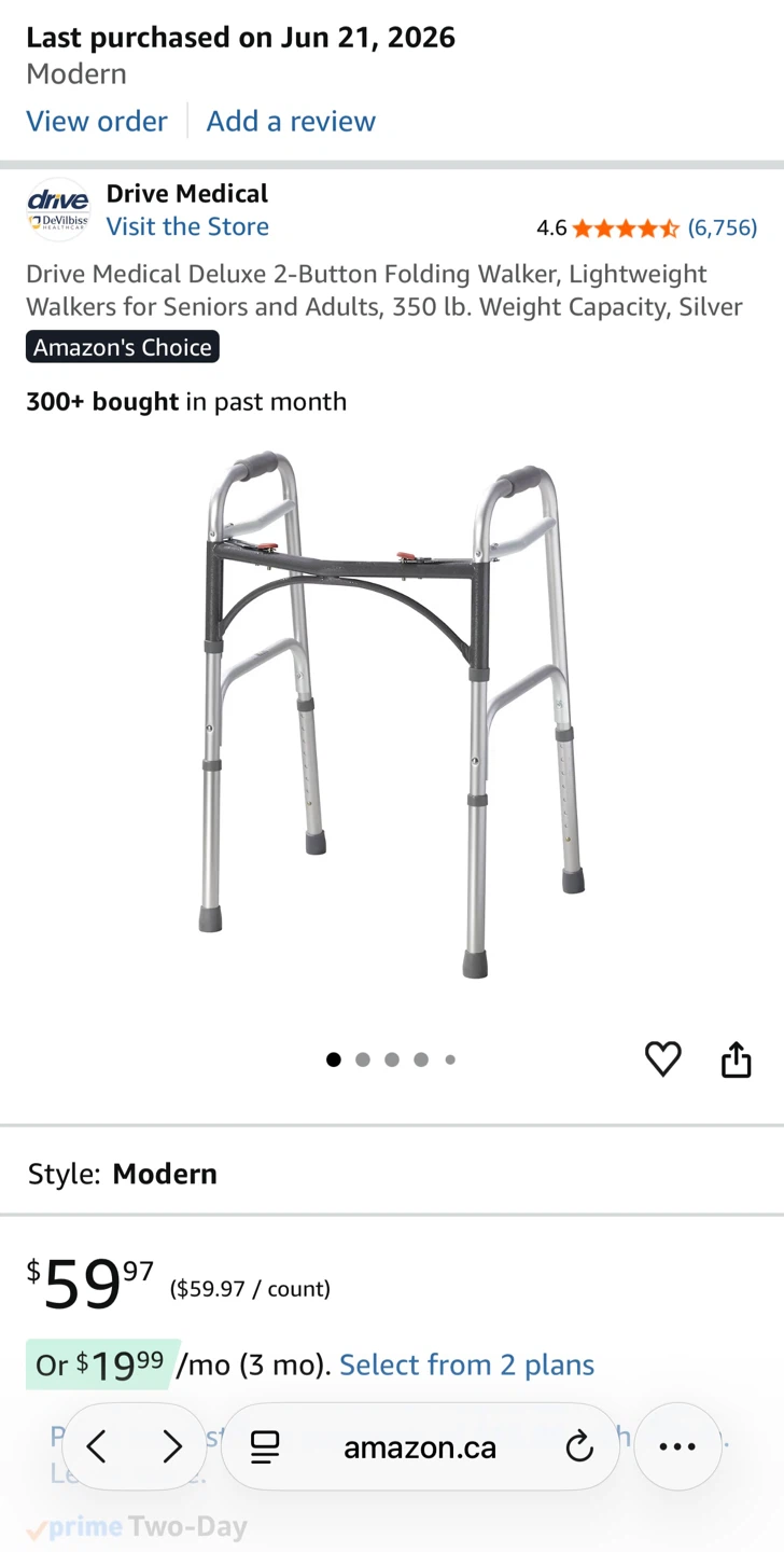 Drive Medical Deluxe 2-Button Folding Walker - photo 2