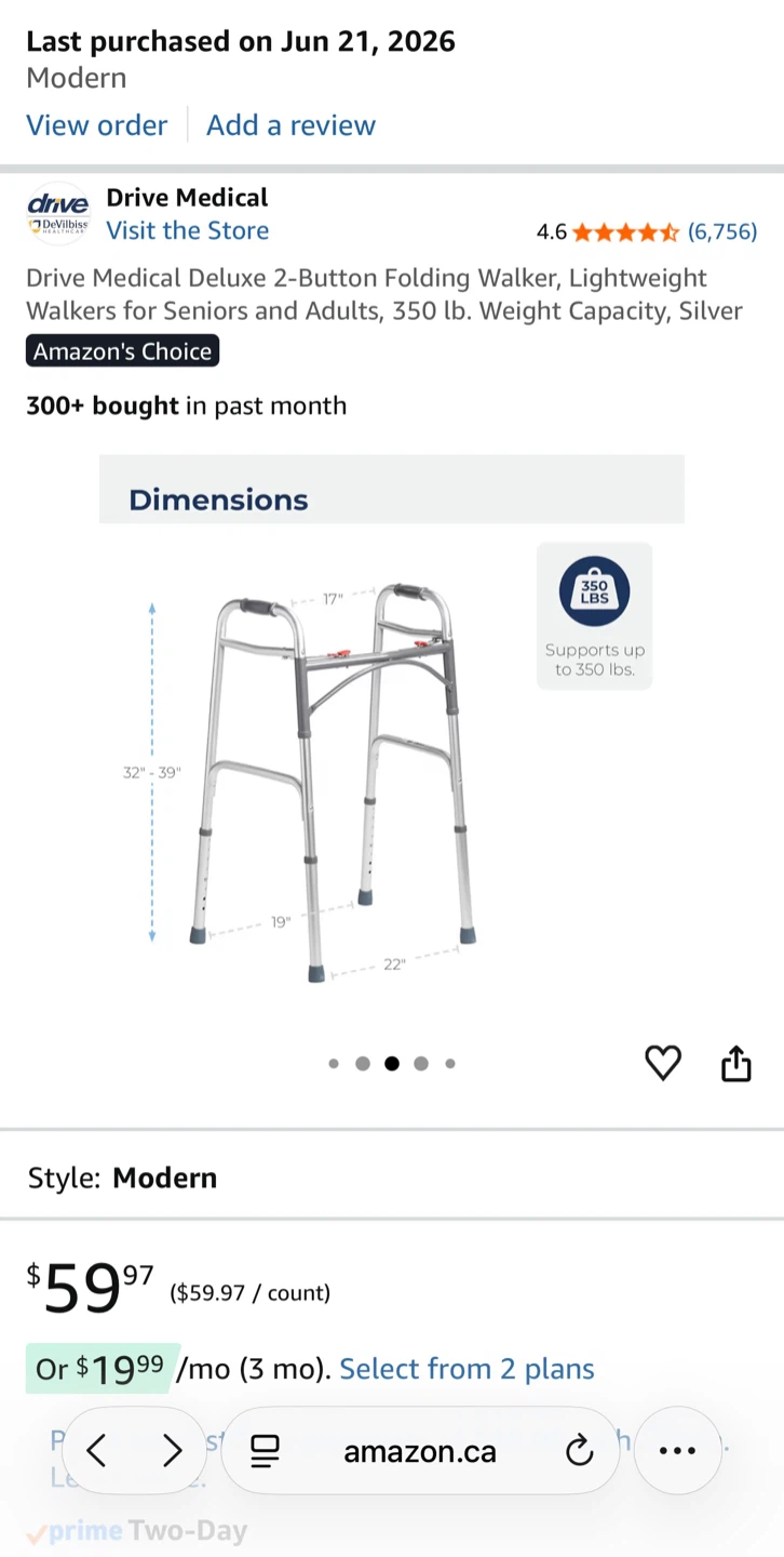 Drive Medical Deluxe 2-Button Folding Walker - photo 3