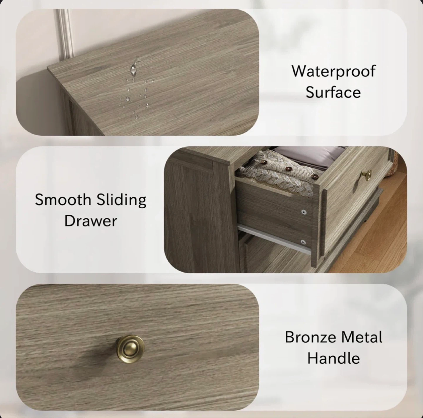 5-Drawer Chest Dresser - Grey Wood - photo 5