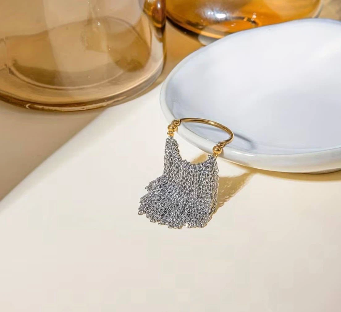Gold & Silver Chain Fringe Ring - photo 5