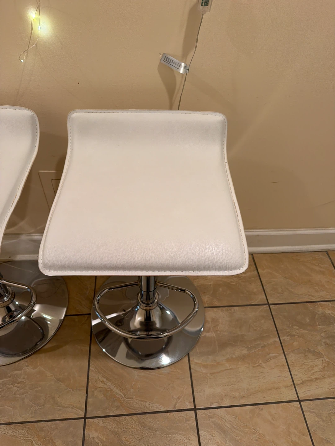 Set of 6 White Bar Stools with Chrome Base - photo 3