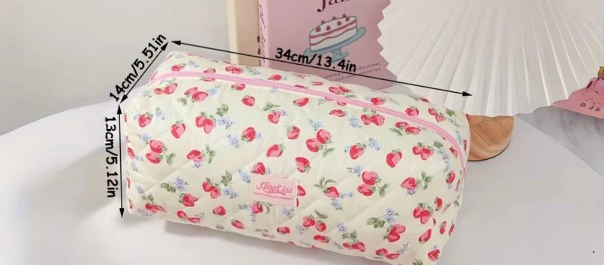 Strawberry Quilted Makeup Bag - photo 5