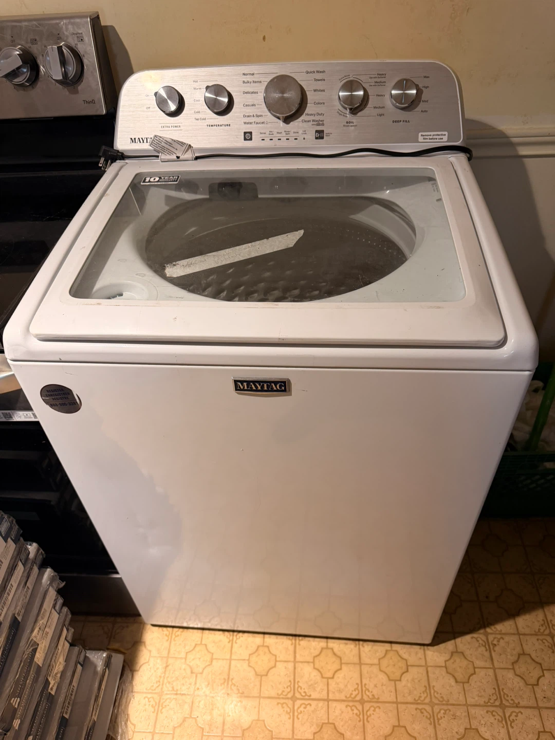 LG Electric Range and Maytag Washing Machine