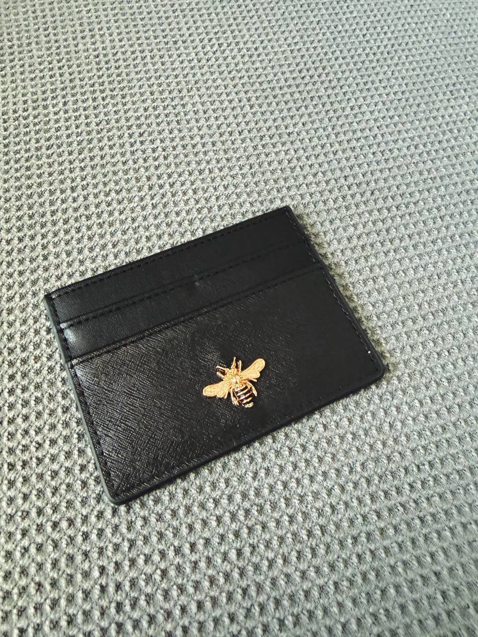 Card Holder with Gold Bee – Black - photo 5