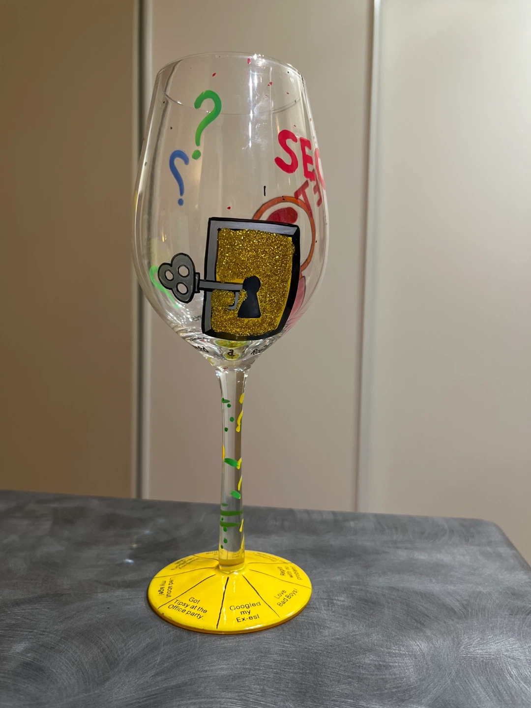 Hand-Painted "Secrets" Wine Glass - photo 2