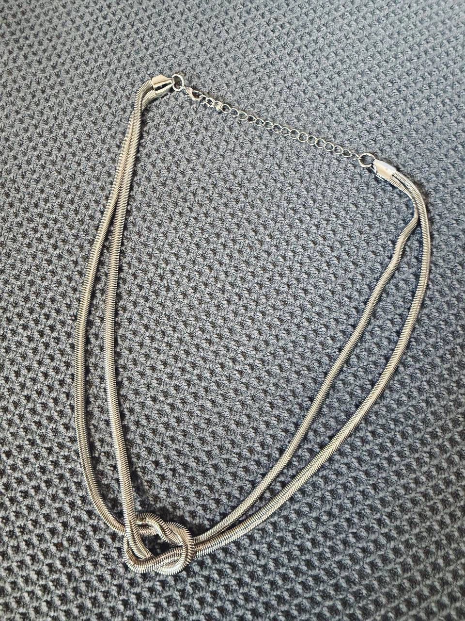 Double Snake Chain Knot Necklace – Silver colour - photo 4