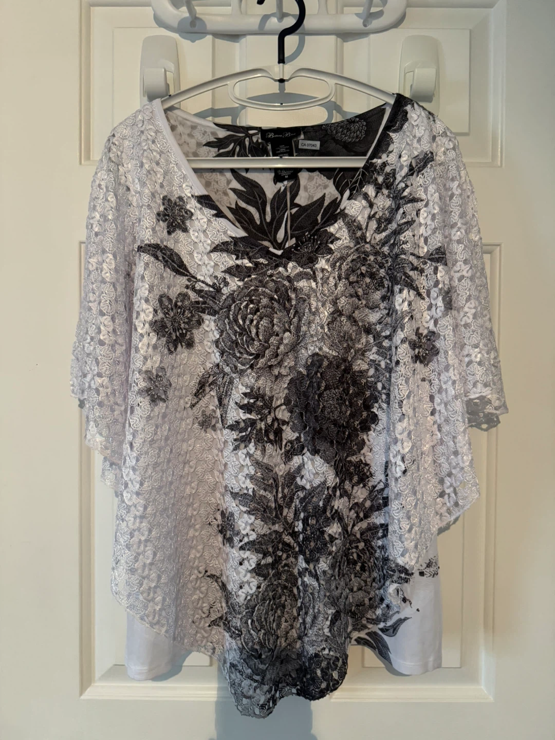 Brittany Black Women's Lace Floral Print Top