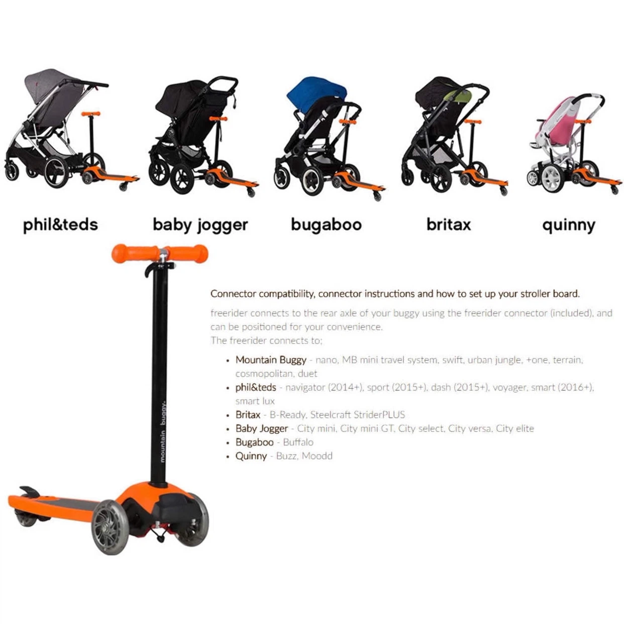 Mountain Buggy Freerider Scooter with Attachment