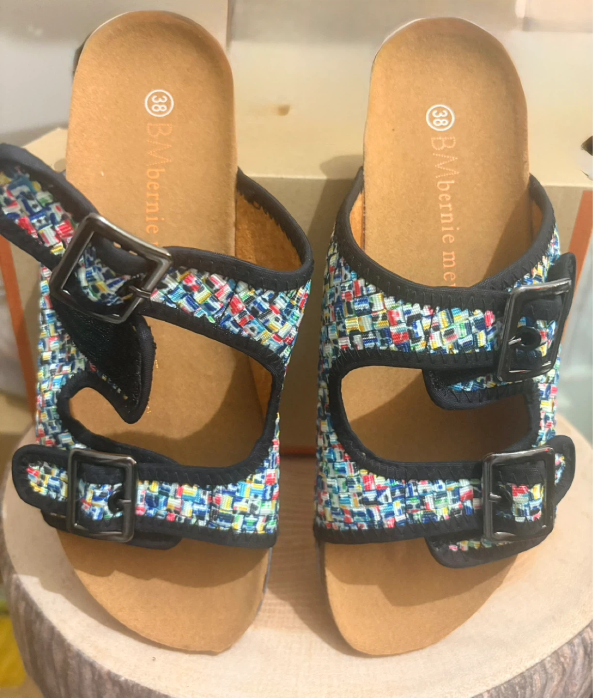 B'Ambernie Woven Slide Sandals Size 38
