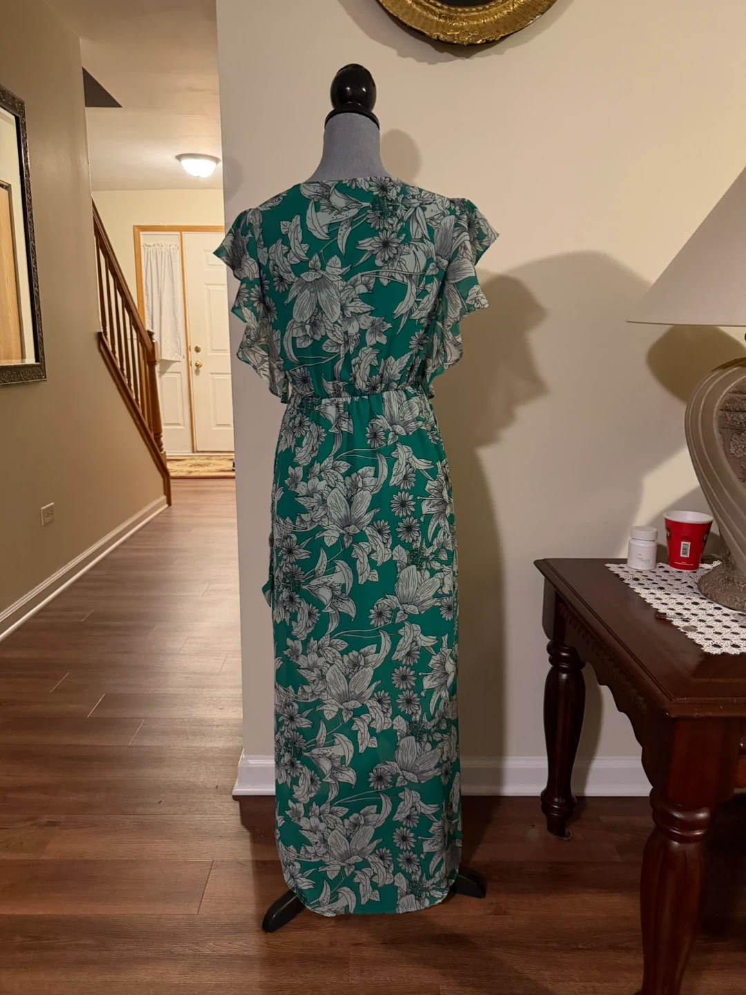 Japna Green Floral Print Wrap Dress Size S - photo 2