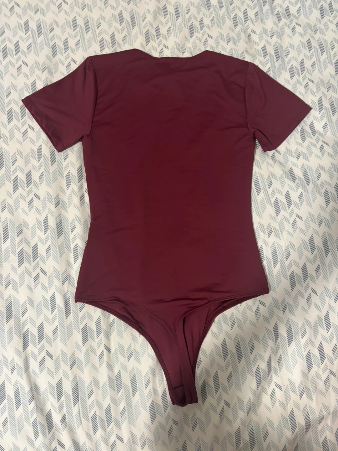 Maroon Short-Sleeve Bodysuit - photo 2