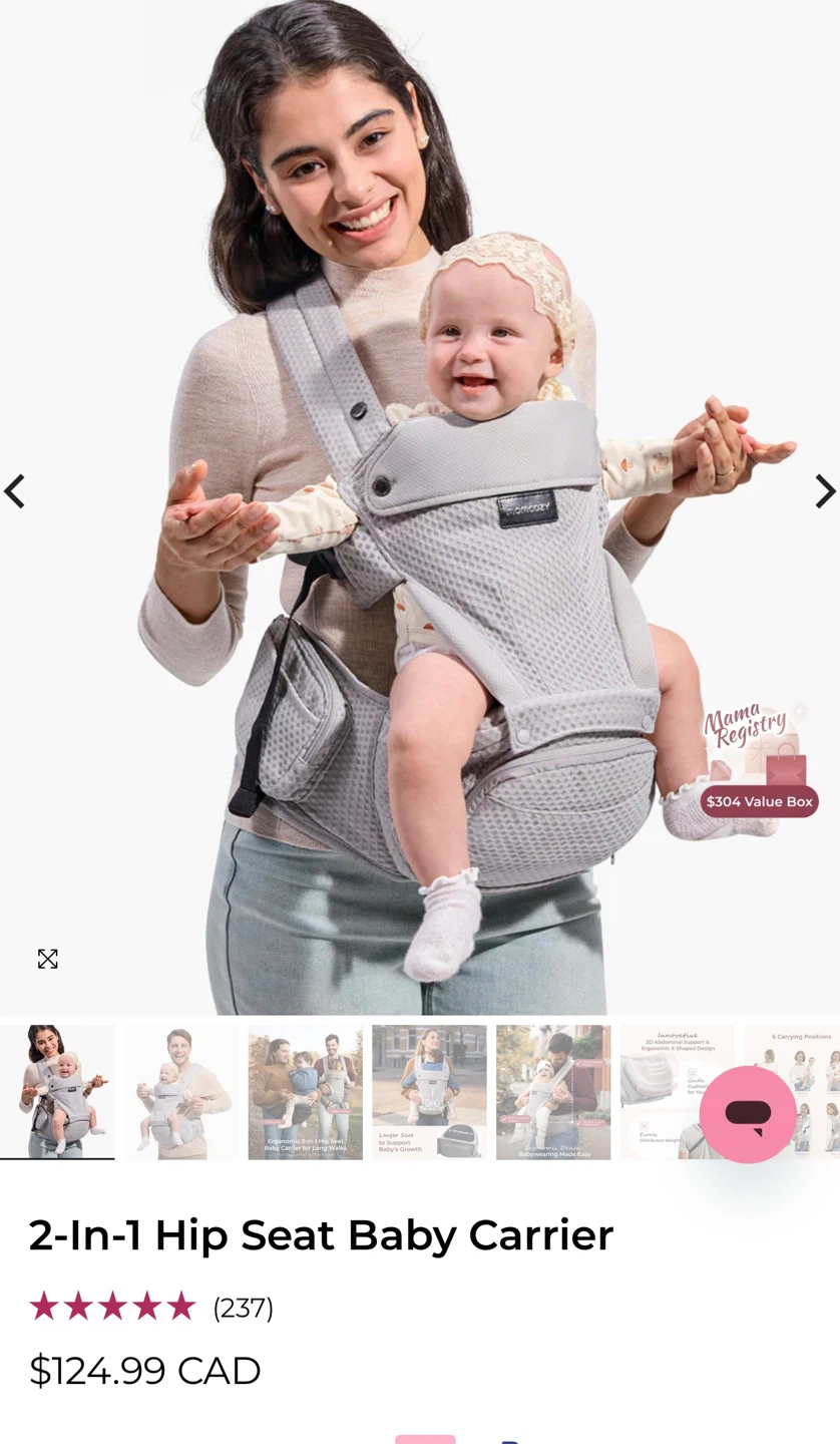 Momcozy 2-In-1 Hip Seat Baby Carrier