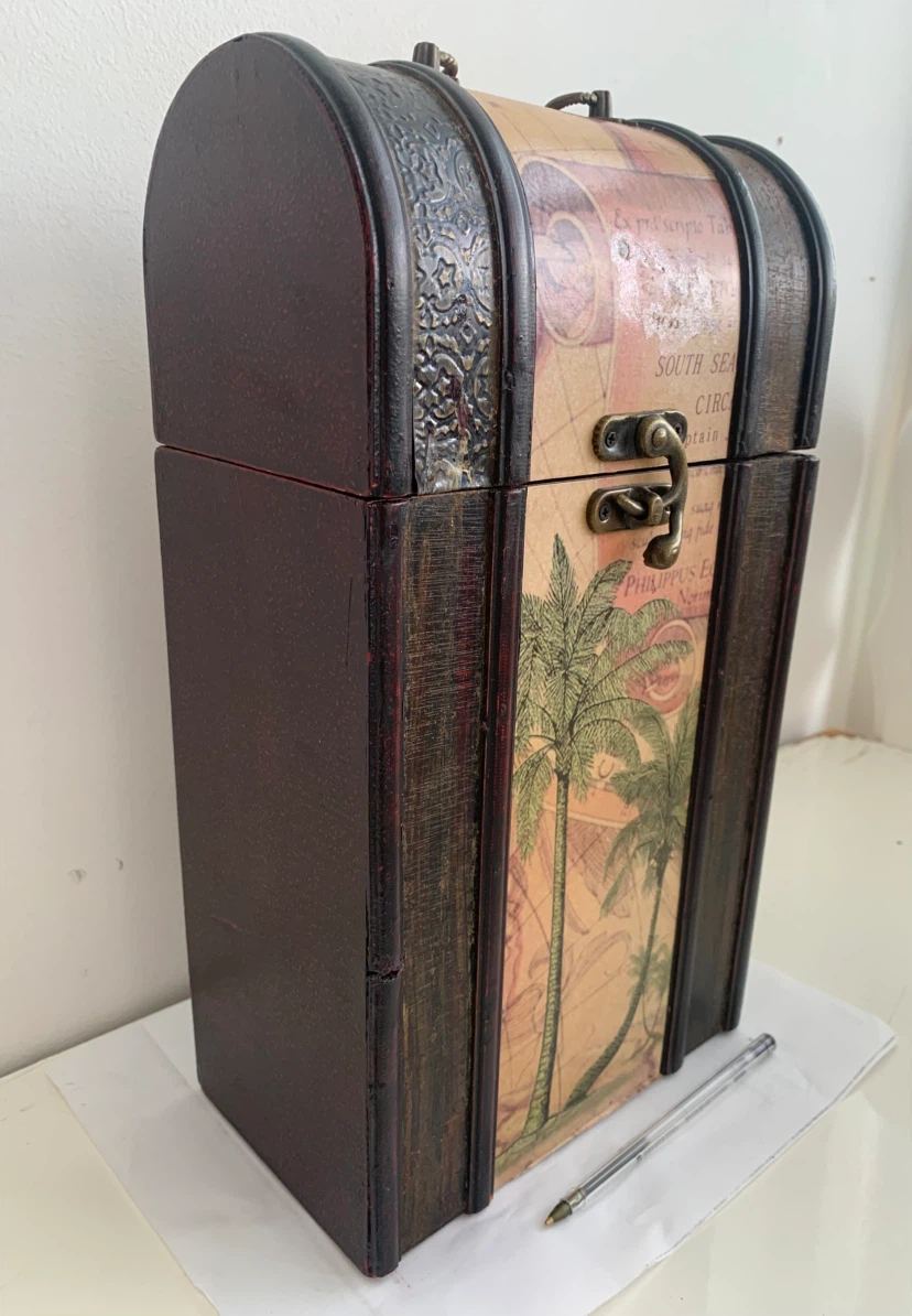 Decorative Wooden Treasure Chest Style Storage Box