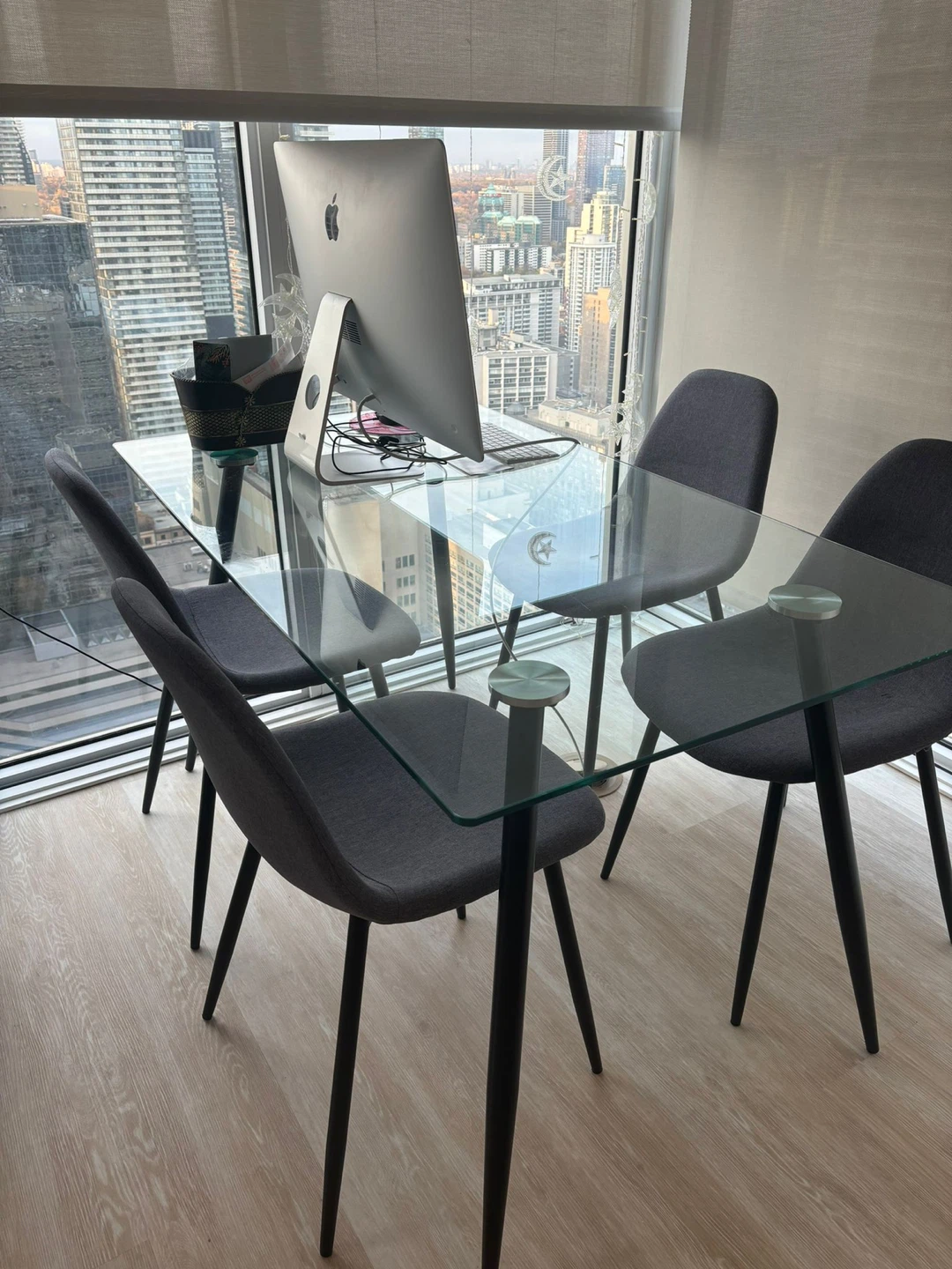Glass Dining Table with 4 Chairs