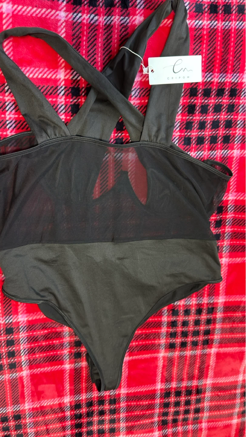Black Mesh Halter Bodysuit - photo 2