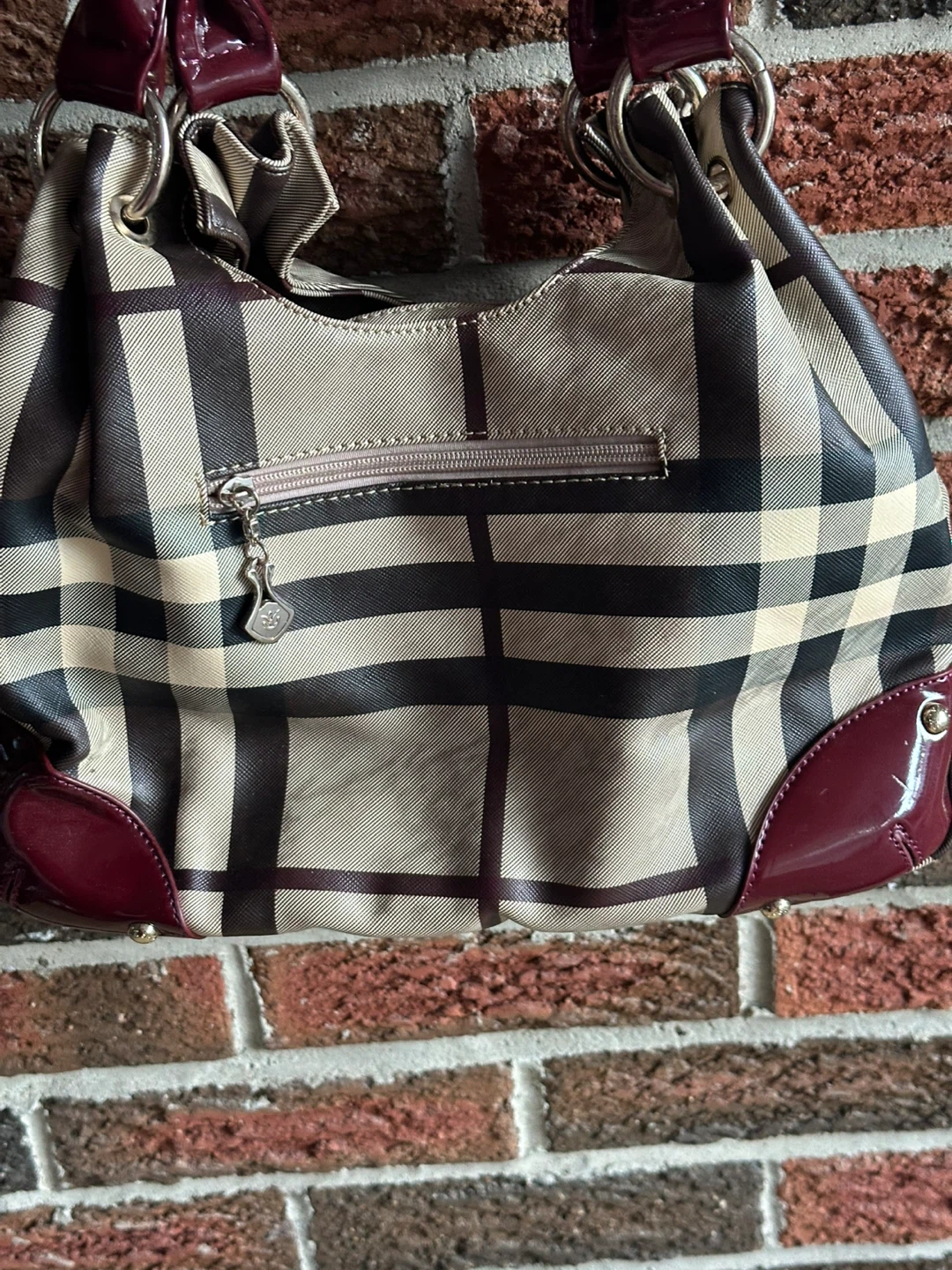 Ya Shi Leather Plaid Shoulder Bag - photo 3