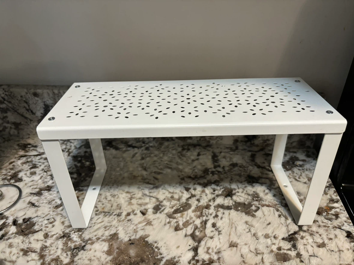 White Metal Shelf with 3 fake Plants