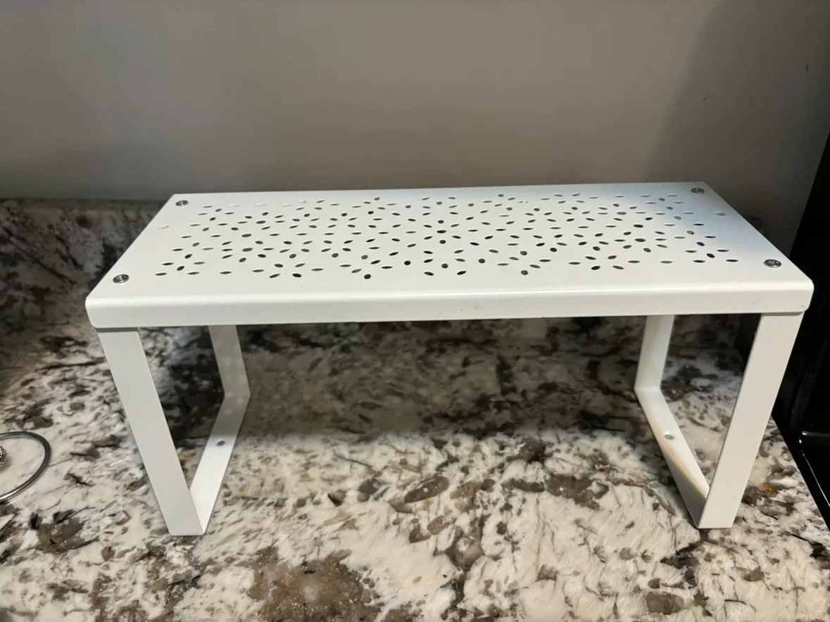 White Metal Shelf with 3 fake Plants
