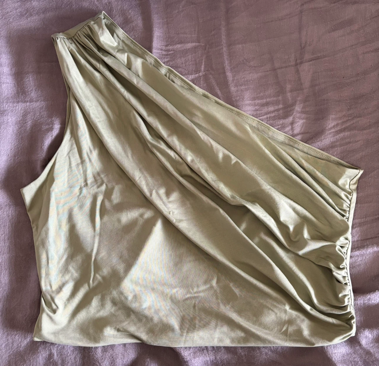 One Shoulder Top - Olive Green - photo 2